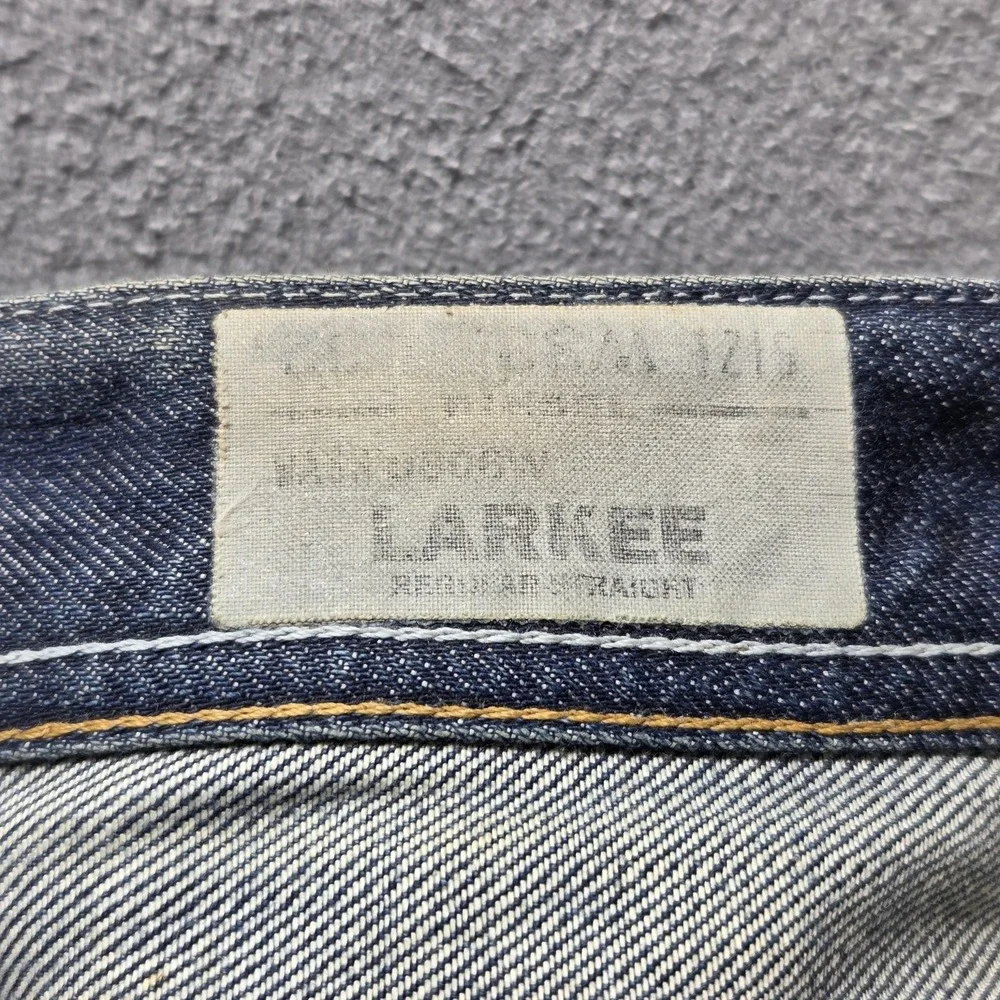 Diesel Jeans Mens 32x32 Blue Larkee Regular Straight Distressed Button Fly 0806W